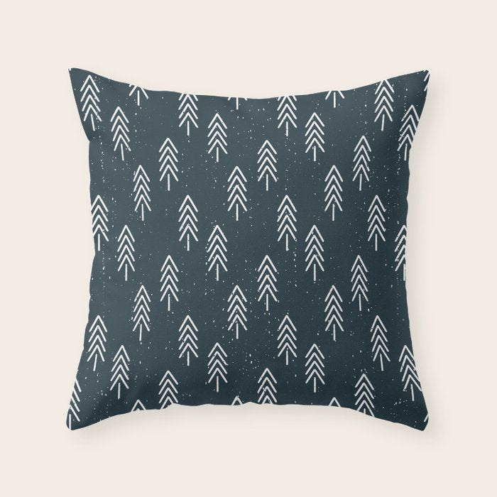 Pine Trees . Navy Throw Pillow Gallery Image 6