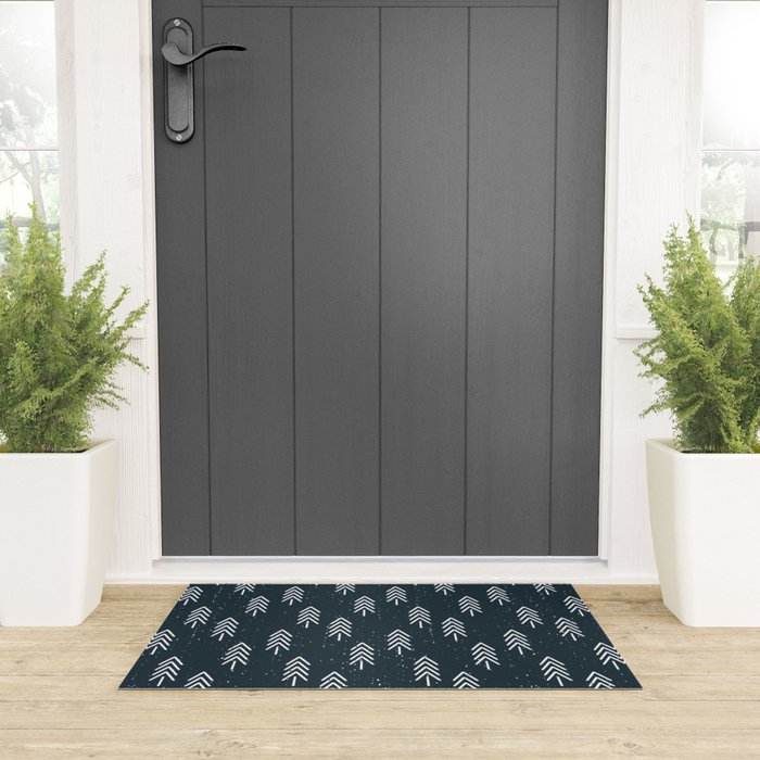 Pine Trees . Navy Welcome Mat Gallery Image 3