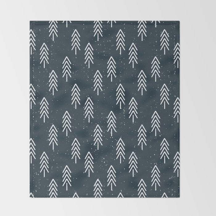 Pine Trees . Navy Throw Blanket Gallery Image 2