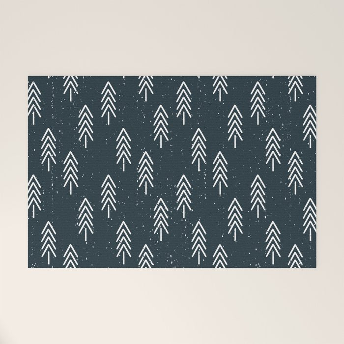 Pine Trees . Navy Welcome Mat Gallery Image 1