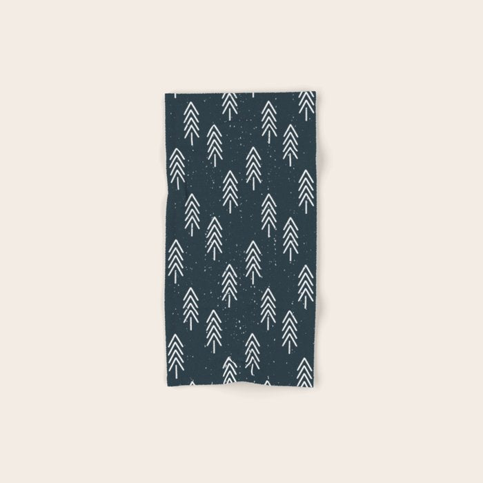 Pine Trees . Navy Bath Towel Gallery Image 1