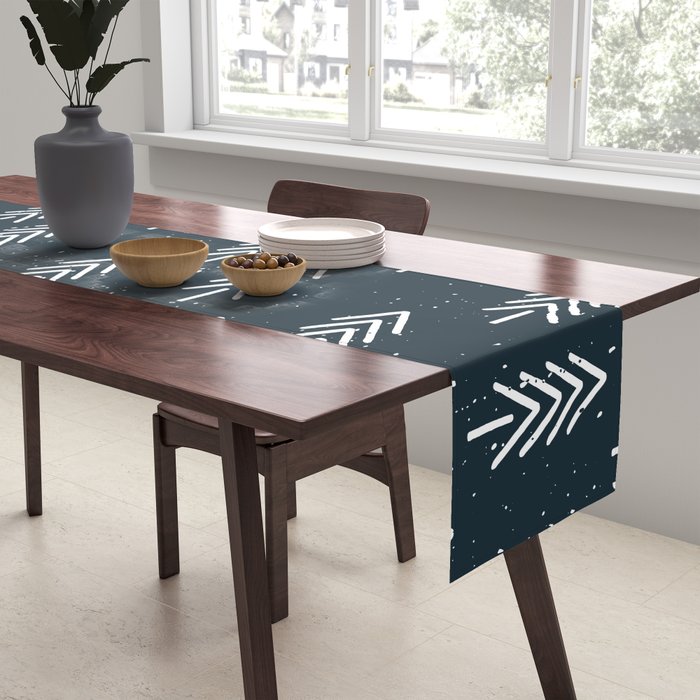 Pine Trees . Navy Table Runner Gallery Image 2