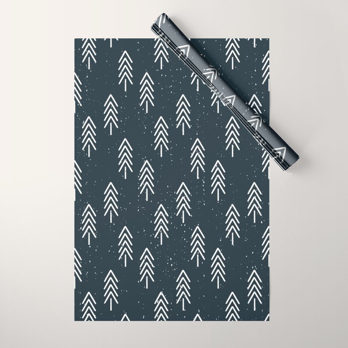 Pine Trees . Navy Wrapping Paper Gallery Image 1