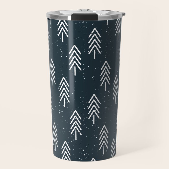 Pine Trees . Navy Travel Mug Gallery Image 1