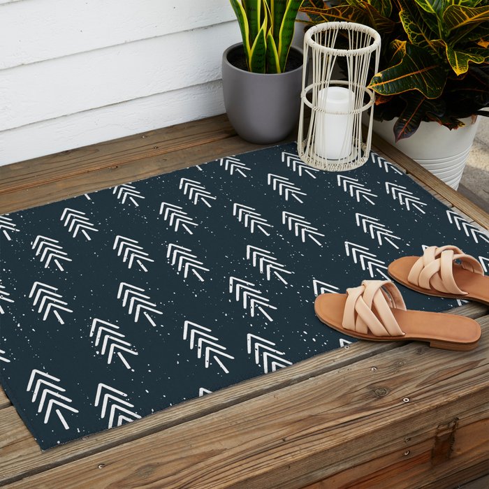 Pine Trees . Navy Outdoor Rug Gallery Image 2