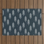 Pine Trees . Navy Outdoor Rug Gallery Image 1