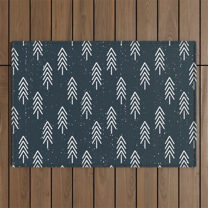Pine Trees . Navy Outdoor Rug Gallery Image 1