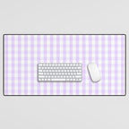 Chalky Pale Lilac Pastel and White Gingham Check Plaid Desk Mat Gallery Image 1