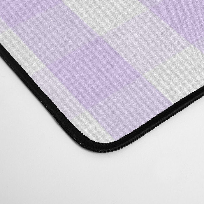 Chalky Pale Lilac Pastel and White Gingham Check Plaid Desk Mat Gallery Image 4
