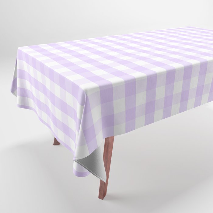 Chalky Pale Lilac Pastel and White Gingham Check Plaid Tablecloth Gallery Image 1