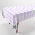 Chalky Pale Lilac Pastel and White Gingham Check Plaid Tablecloth Gallery Image 1