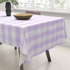 Chalky Pale Lilac Pastel and White Gingham Check Plaid Tablecloth Gallery Image 3