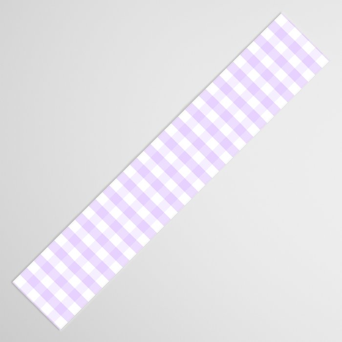 Chalky Pale Lilac Pastel and White Gingham Check Plaid Table Runner Gallery Image 3