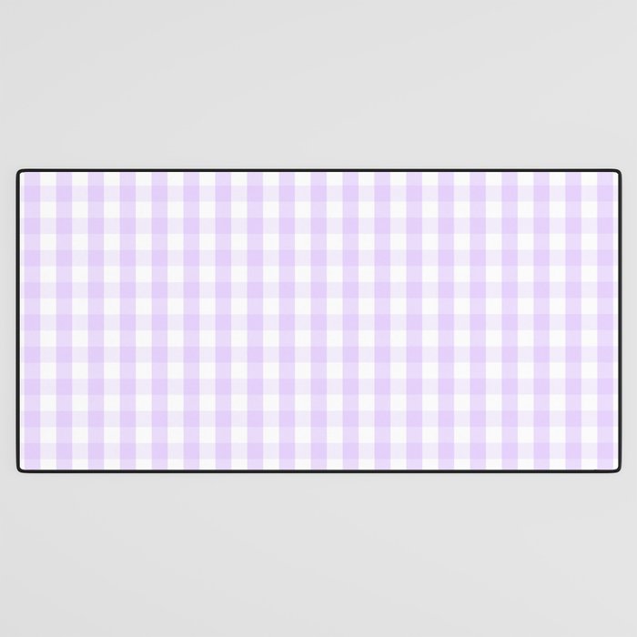 Chalky Pale Lilac Pastel and White Gingham Check Plaid Desk Mat Gallery Image 3