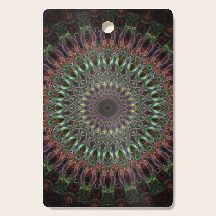Purple and green mandala Cutting Board Gallery Image 1