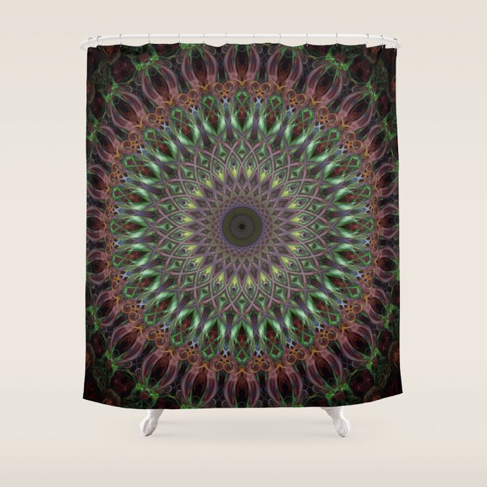 Purple and green mandala Shower Curtain Gallery Image 1