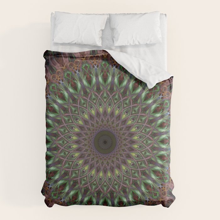 Purple and green mandala Duvet Cover Gallery Image 1