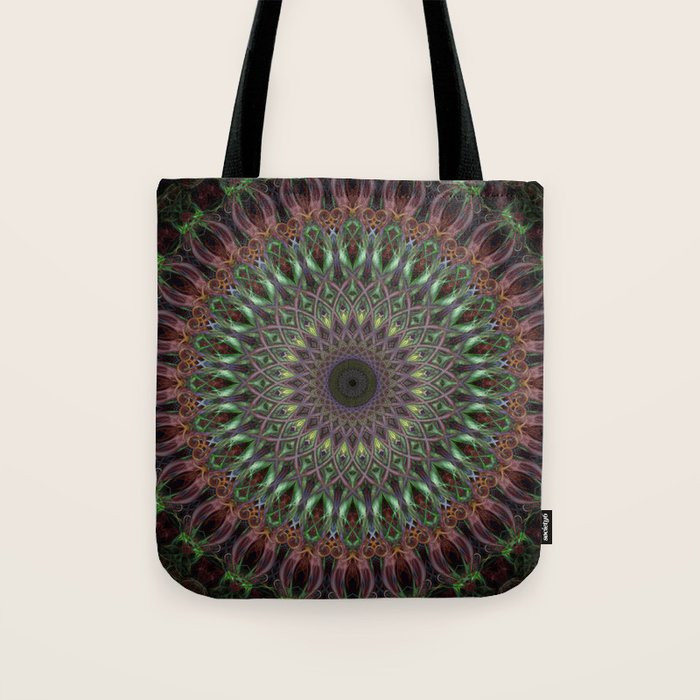 Purple and green mandala Tote Bag Gallery Image 1