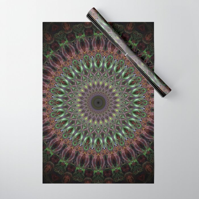 Purple and green mandala Wrapping Paper Gallery Image 1