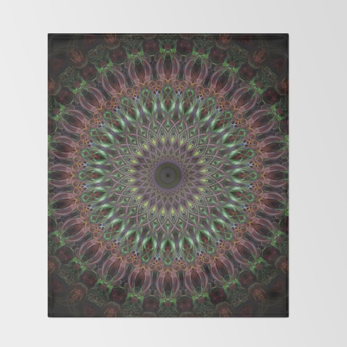 Purple and green mandala Throw Blanket Gallery Image 2