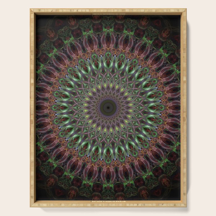 Purple and green mandala Serving Tray Gallery Image 1