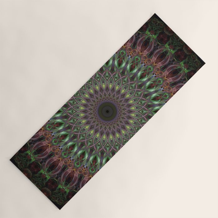 Purple and green mandala Yoga Mat Gallery Image 1