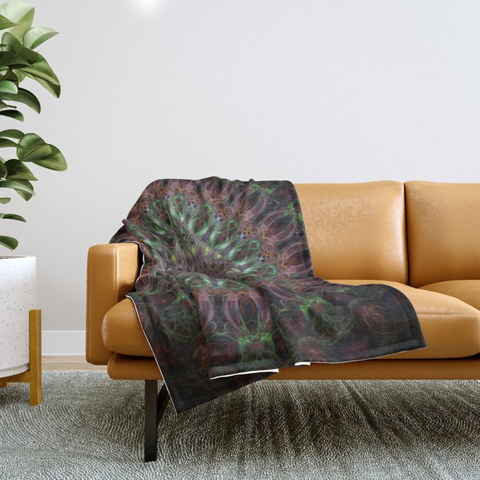 Purple and green mandala Throw Blanket Gallery Image 1