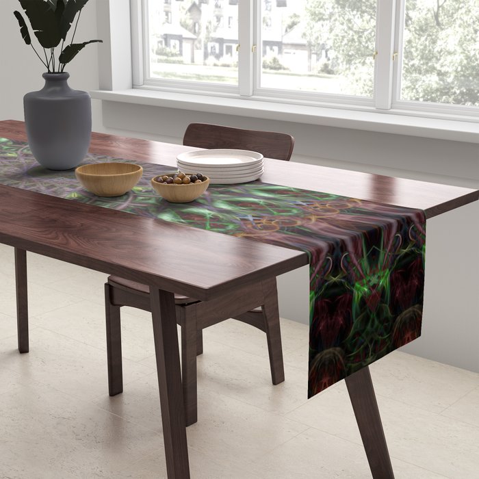 Purple and green mandala Table Runner Gallery Image 2