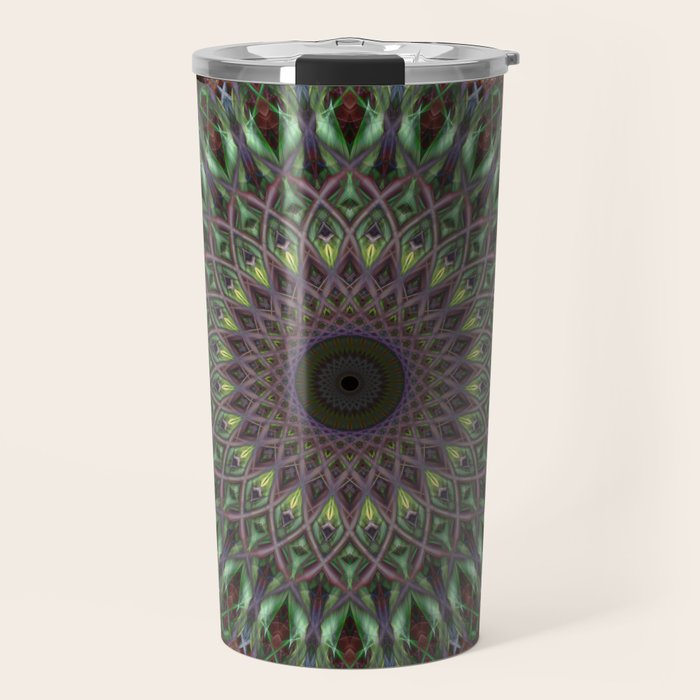 Purple and green mandala Travel Mug Gallery Image 1
