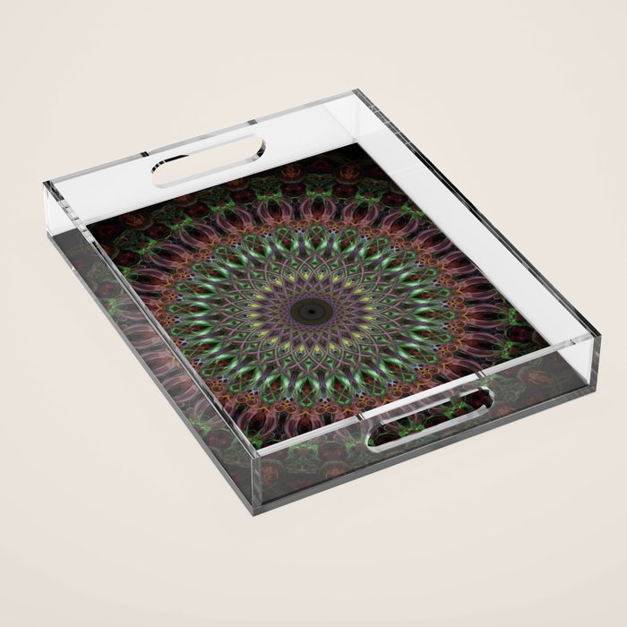 Purple and green mandala Acrylic Tray Gallery Image 1