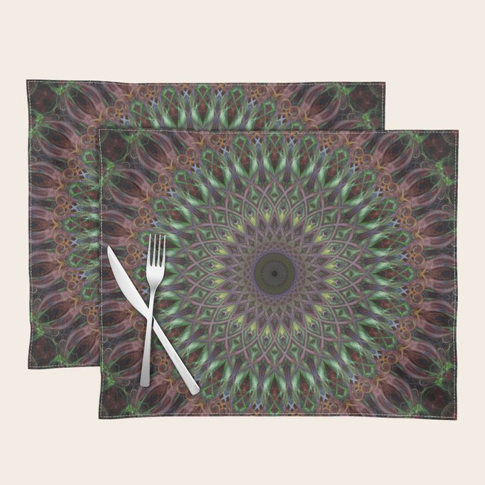 Purple and green mandala Placemat Gallery Image 1