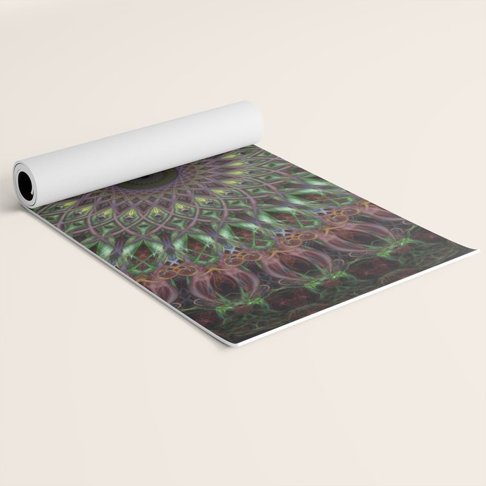 Purple and green mandala Yoga Mat Gallery Image 2