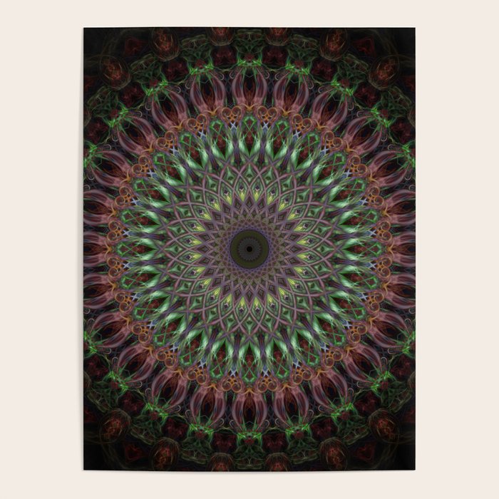 Purple and green mandala Poster Gallery Image 4