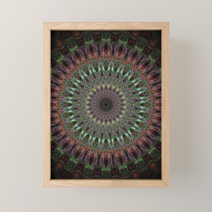 Purple and green mandala Mini Art Print Gallery Image 1