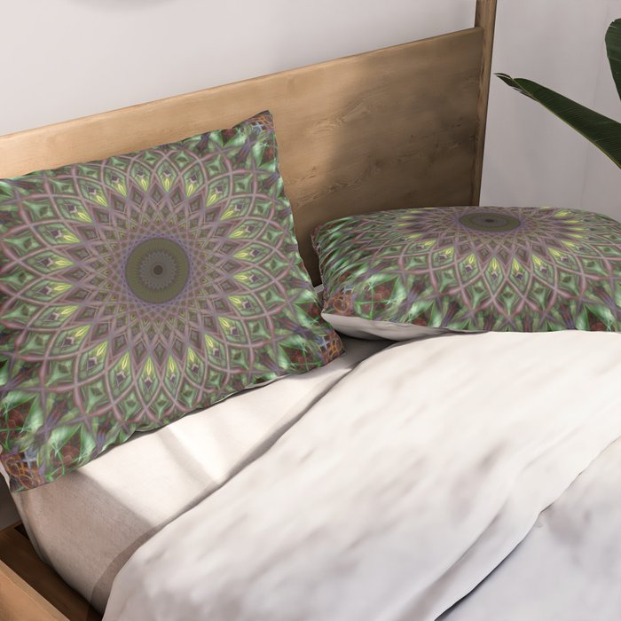 Purple and green mandala Pillow Sham Gallery Image 2