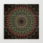 Purple and green mandala Wood Wall Art Gallery Image 1