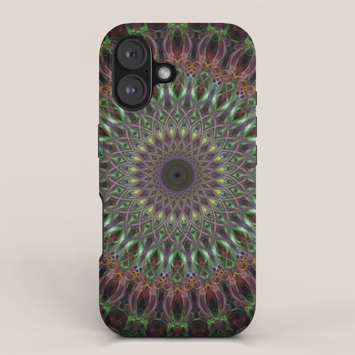 Purple and green mandala iPhone Case Gallery Image 1