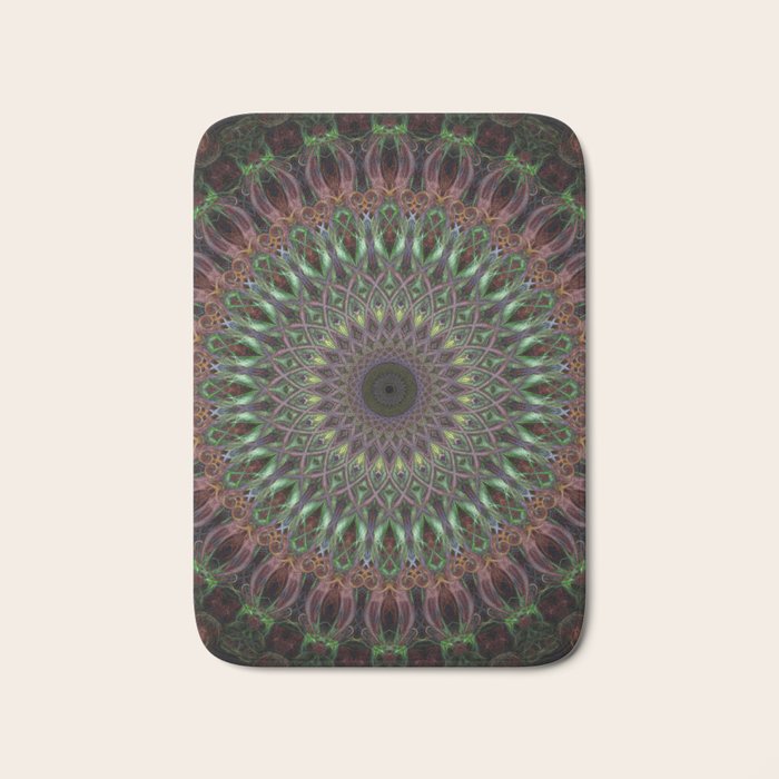 Purple and green mandala Bath Mat Gallery Image 1