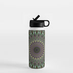 Purple and green mandala Water Bottle Gallery Image 1