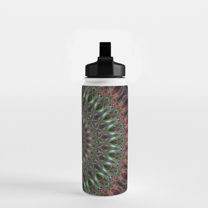 Purple and green mandala Water Bottle Gallery Image 2