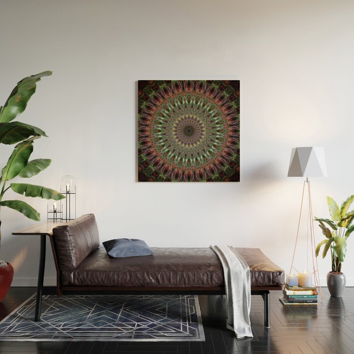 Purple and green mandala Wood Wall Art Gallery Image 2