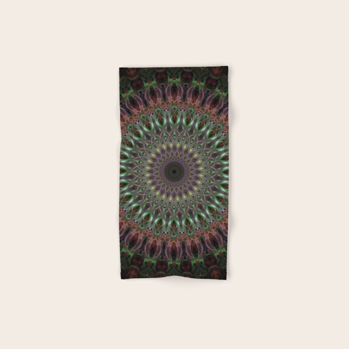 Purple and green mandala Bath Towel Gallery Image 1