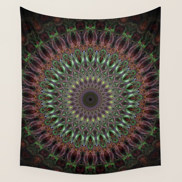 Purple and green mandala Wall Tapestry Gallery Image 4