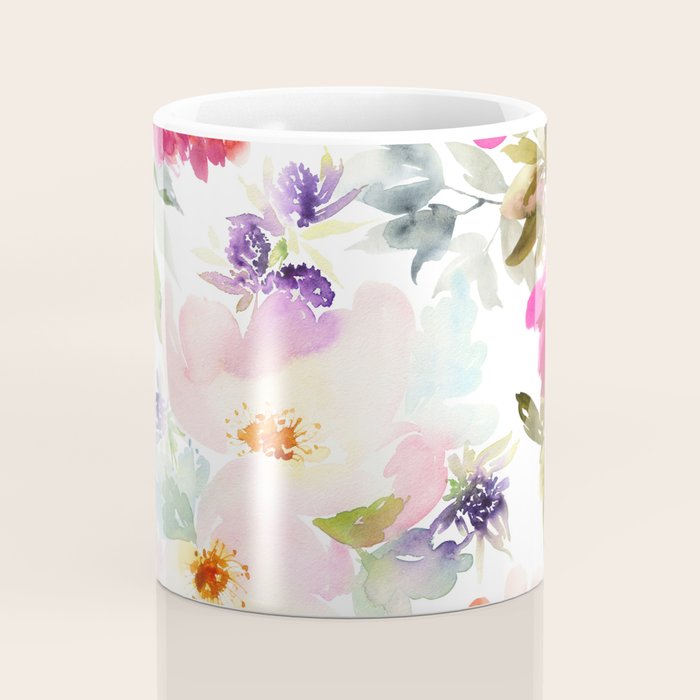 Beautiful Light Watercolor Painting Flower Pattern Floral Kingdom Coffee Mug Gallery Image 4