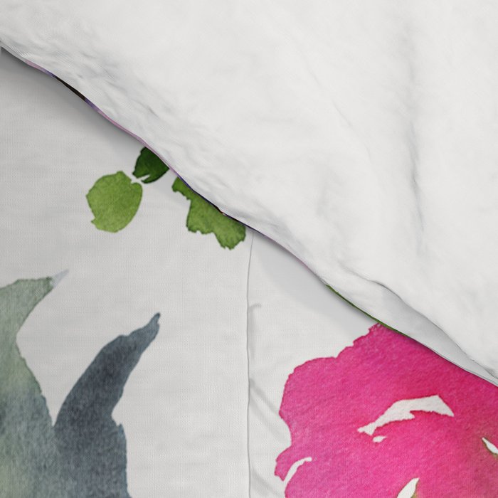Beautiful Light Watercolor Painting Flower Pattern Floral Kingdom Comforter Gallery Image 4