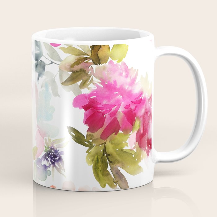 Beautiful Light Watercolor Painting Flower Pattern Floral Kingdom Coffee Mug Gallery Image 1