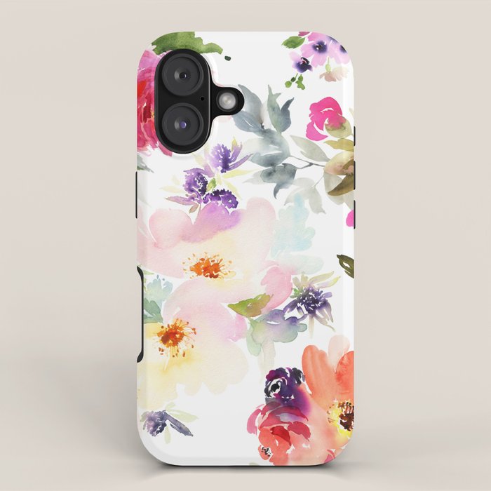 Beautiful Light Watercolor Painting Flower Pattern Floral Kingdom iPhone Case Gallery Image 1