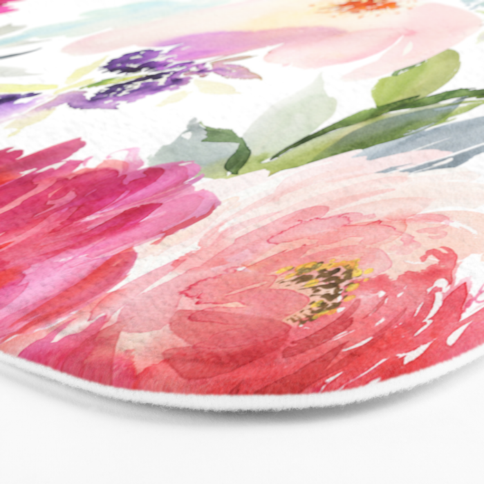 Beautiful Light Watercolor Painting Flower Pattern Floral Kingdom Bath Mat Gallery Image 3