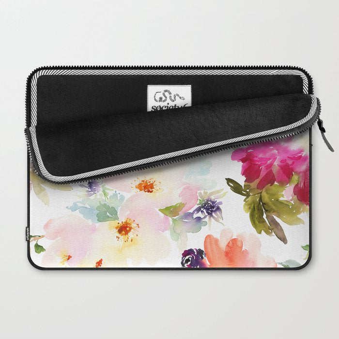 Beautiful Light Watercolor Painting Flower Pattern Floral Kingdom Laptop Sleeve Gallery Image 2