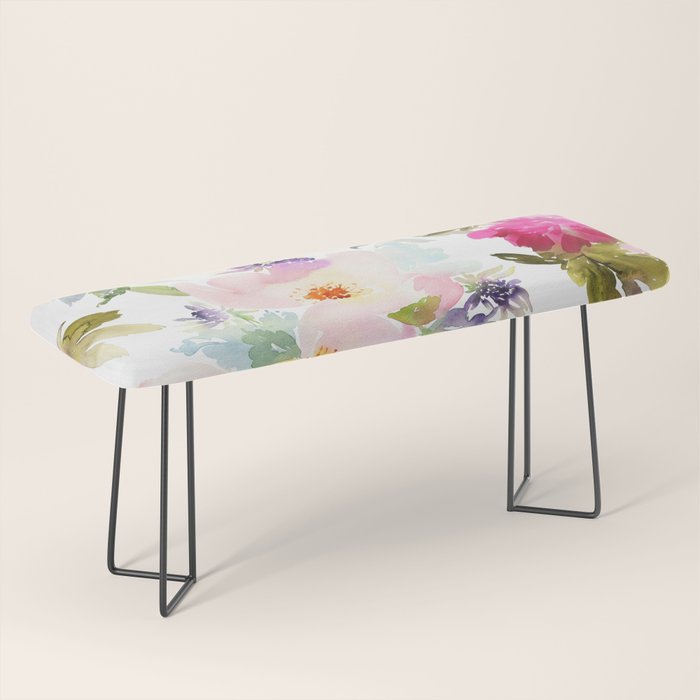 Beautiful Light Watercolor Painting Flower Pattern Floral Kingdom Bench Gallery Image 1
